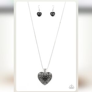 Wholeheartedly Whimsical Black Silver Heart-shaped Fashion Jewerly Necklace